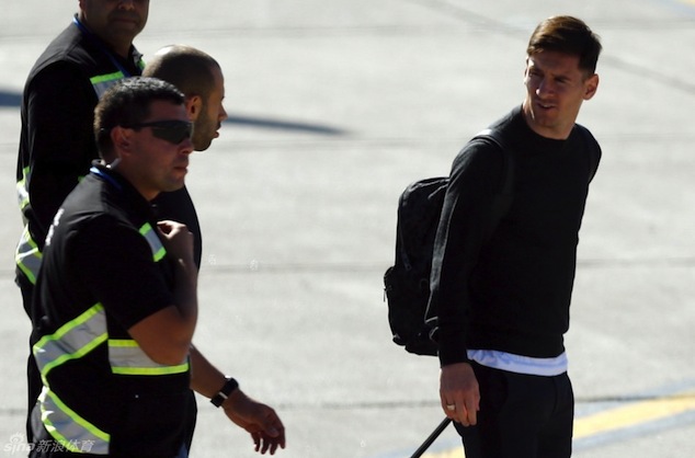 Lionel Messi and Mascherano arrive together